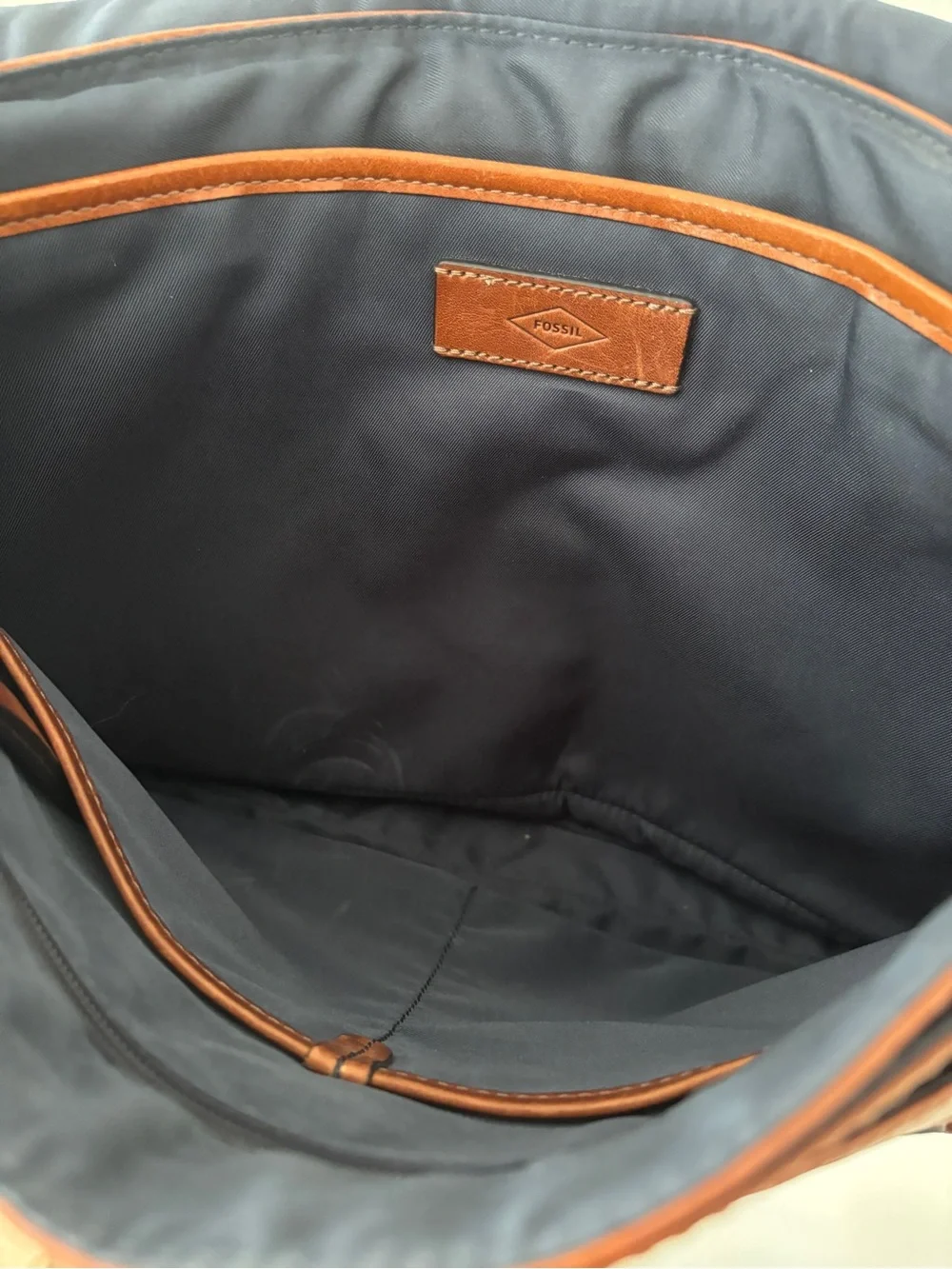 Fossil Leather Messenger Bag Dark Brown Buckle Clasp Briefcase Silver Hardware